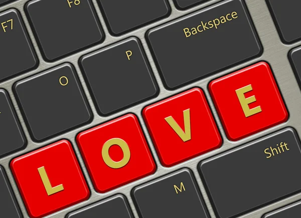 Computertoetsenbord met liefde knoppen — Stockfoto