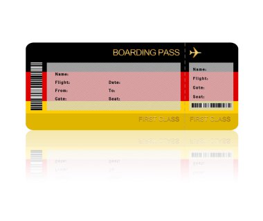 beyaz bitti izole Almanya bayrağı ile uçak bileti