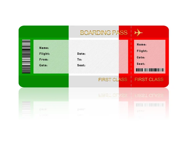 Air ticket with Italy flag isolated over white — Stock Photo, Image