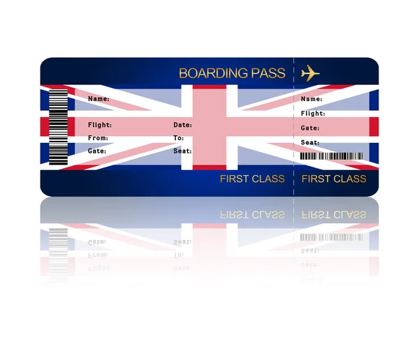 Air ticket with Great Britain flag isolated over white — Stock Photo, Image