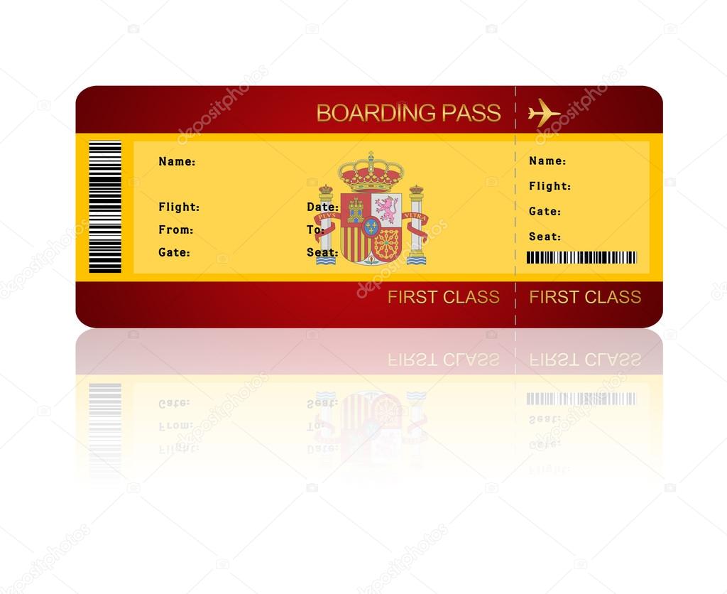 Air ticket with Spain flag isolated over white — Stock Photo © ayo888