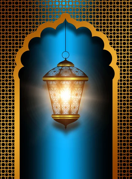 Glänzende Diwali-Laterne auf blauem Hintergrund — Stockfoto