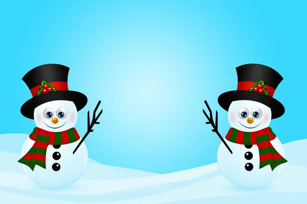 Christmas snowmans in snow with place for text — Stock Photo, Image