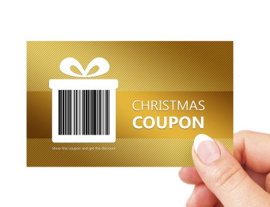 beyaz bitti izole Noel kupon tutan el 