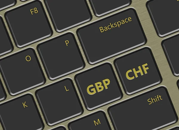 Computer keyboard with euro and pound sterling buttons — Stock Photo, Image