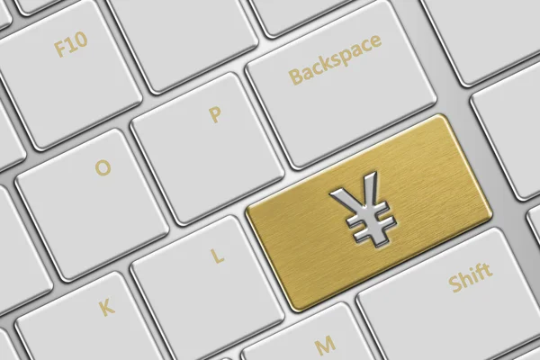 Computertoetsenbord met yen knop — Stockfoto
