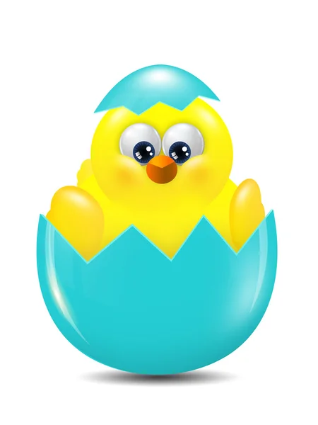 Easter chick hatched from egg over white background — Stock Photo, Image