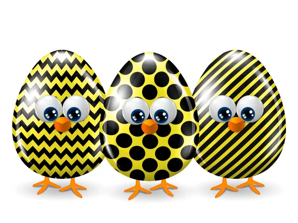 Huevos amarillos y negros de Pascua aislados sobre blancos — Foto de Stock