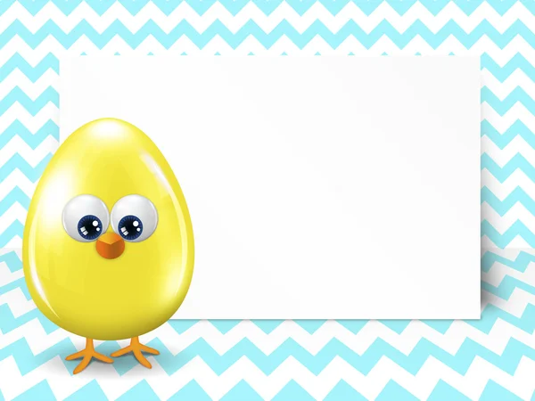 Easter egg and white blank over chevron background — Stock Photo, Image