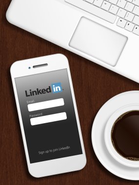 Gdansk, Polonya - 24 Ekim 2014: cep telefonu ile LinkedIn lo