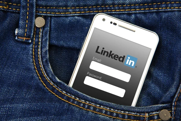 American business and employment-oriented service LinkedIn's mobile app  login page is seen on a smartphone Stock Photo - Alamy