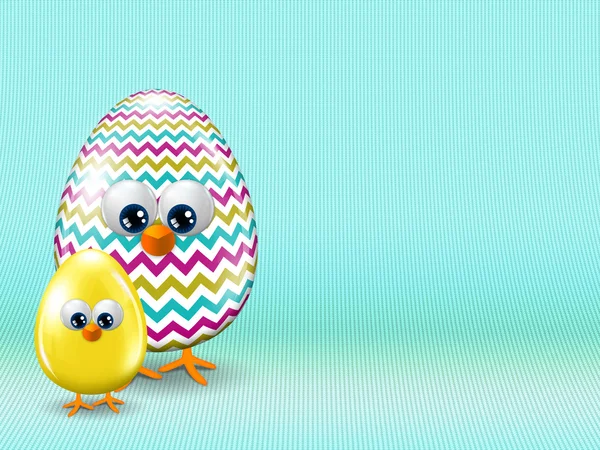 Huevos de Pascua sobre fondo turquesa con lugar para texto — Foto de Stock