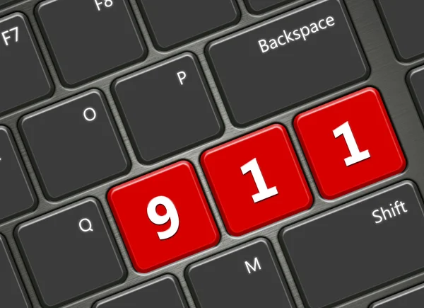 Teclado do computador com número de emergência 911 — Fotografia de Stock