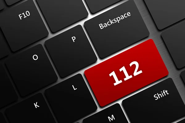 Computer keyboard with emergency number 112 — Stock Photo, Image