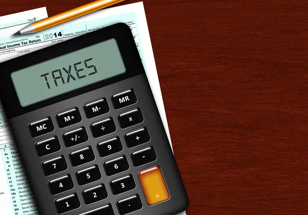 EUA declaração de imposto de renda individual formulário 1040 com calculadora e — Fotografia de Stock