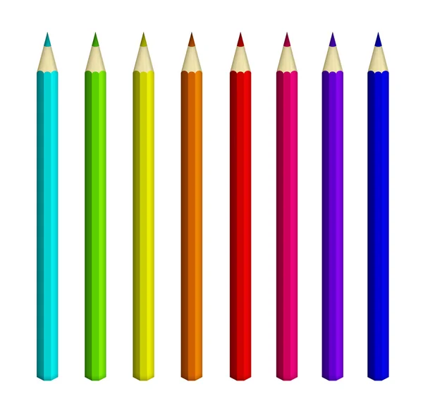 Eight colour pencils isolated over white — Stock Photo, Image