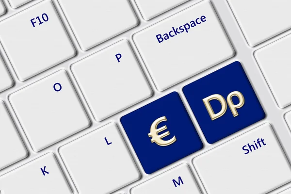 Počítačová klávesnice s tlačítky řecké drachmy a euro — Stock fotografie