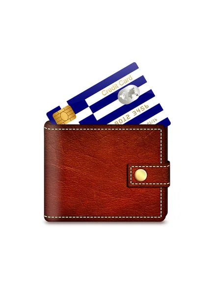 Греческая кредитная карта в бумажнике на белом фоне — стоковое фото