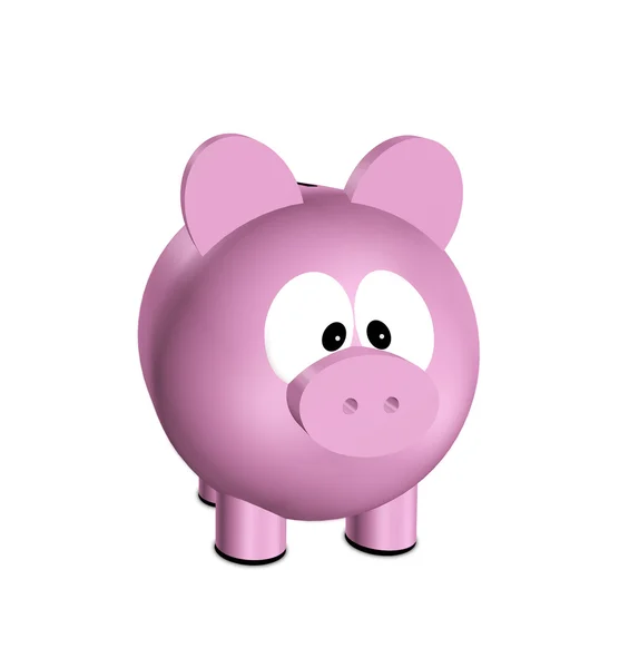 Pink piggy bank isolated over white background — Stock Photo, Image
