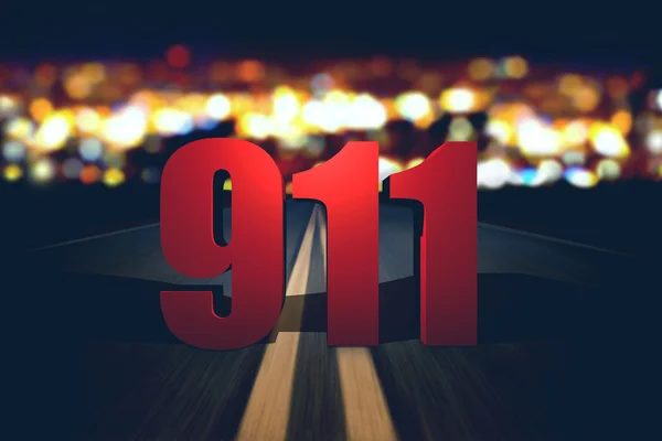911 numero di emergenza in piedi sulla strada — Foto Stock