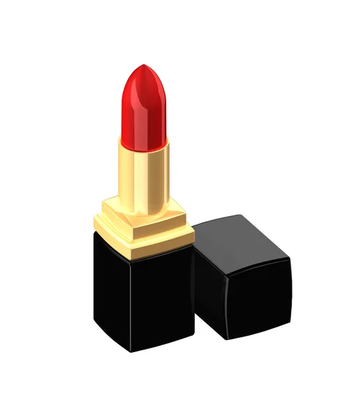 3D-rode lippenstift geïsoleerd over Wit — Stockfoto