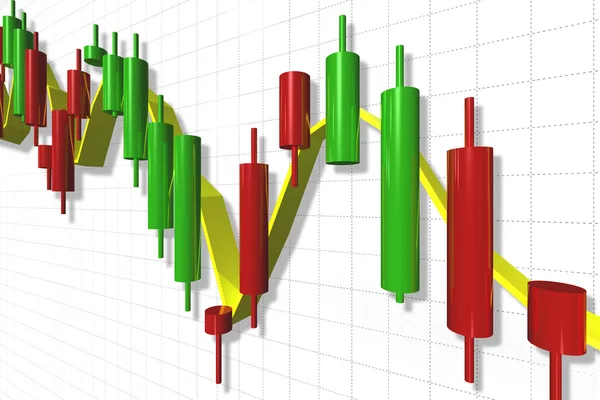 Gyertyatartó chart elszigetelt fehér grafikon fölött — Stock Fotó