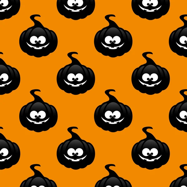 Repeatable pattern with black pumpkin over orange background — Stock Photo, Image