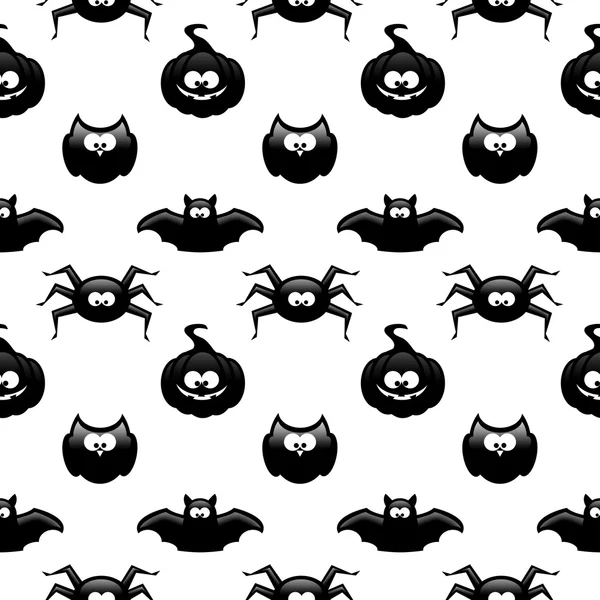 Halloween wzór z dyni, sowa, bat i pająk ove — Zdjęcie stockowe