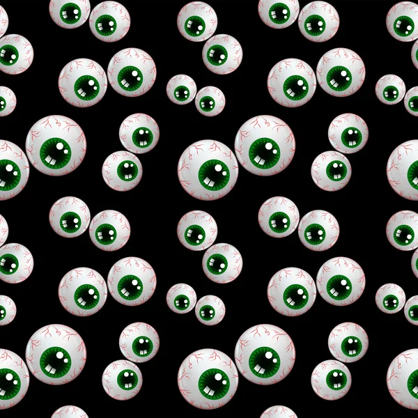 Naadloze halloween patroon met cartoon ogen over zwart — Stockfoto