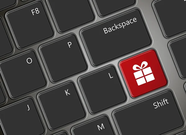 Bilgisayar klavye ile hediye düğme — Stok fotoğraf