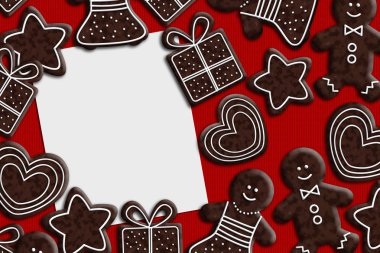 gingerbread çerezleri ile boş kağıt levha 