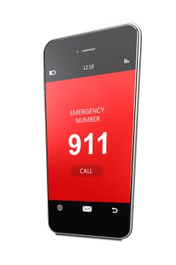 cep telefonu acil numara 911 ile beyaz izole