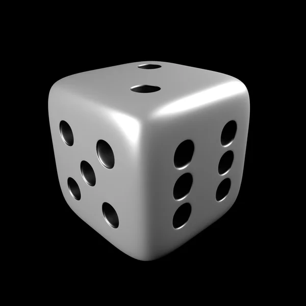 White dice isolated over black background — Stock Photo, Image