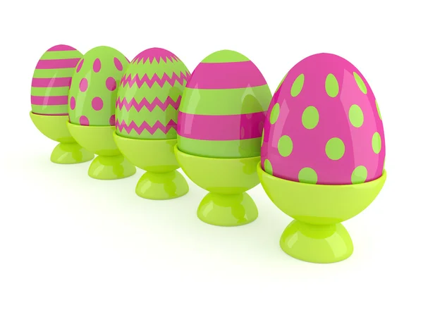 Fila de huevos de Pascua de primavera 3d — Foto de Stock