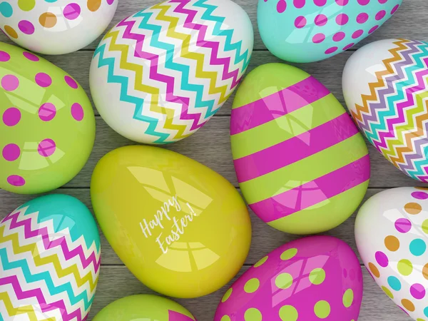 Huevos de Pascua con patrones y saludos — Foto de Stock