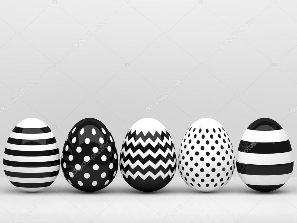 3d elegant, black and white Easter eggs Stock Photo by ©ayo888 99258736