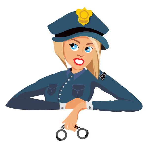 Happy woman policewoman — Stock Vector