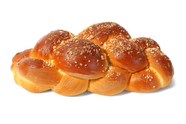 Challah bun on white