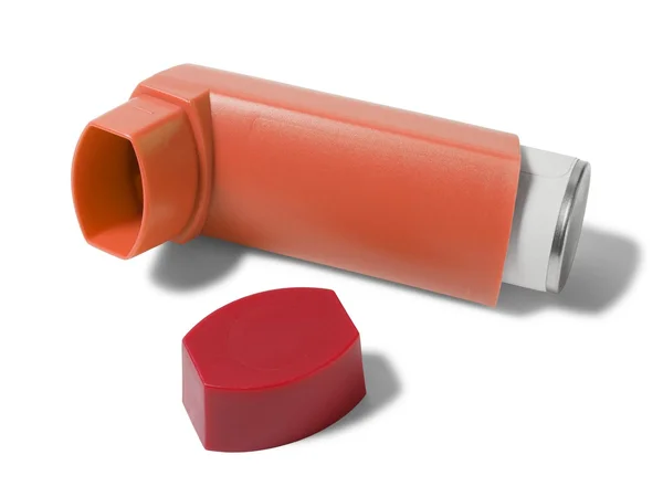 Asthma inhaler on white — Stock Photo, Image