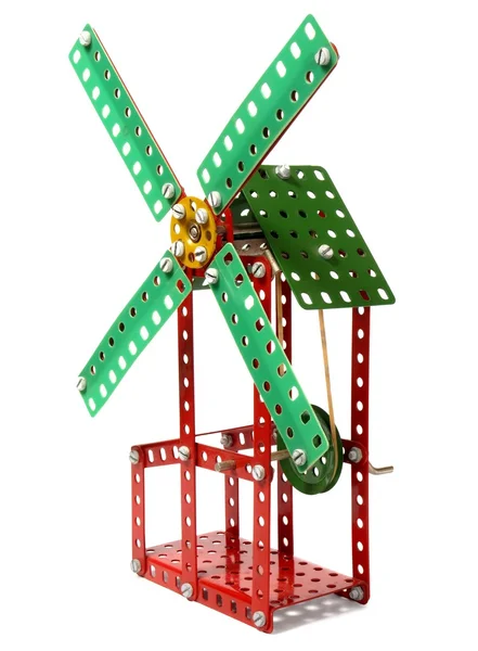 Brinquedo de moinho de vento no fundo branco — Fotografia de Stock