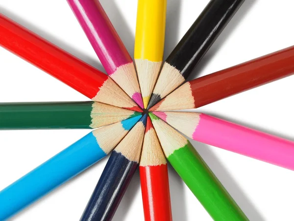 Lápis coloridos em branco — Fotografia de Stock