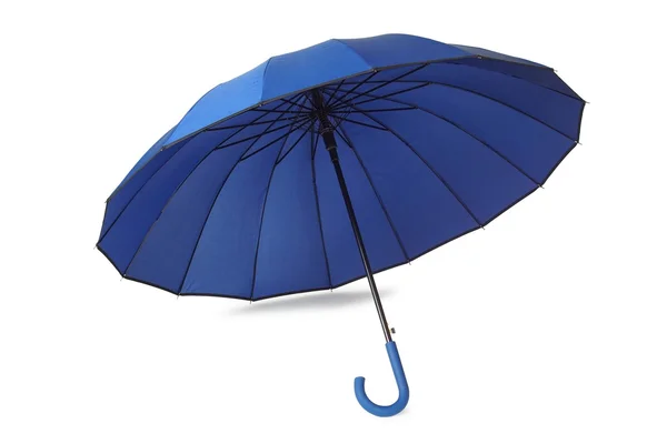 Parapluie bleu sur blanc — Photo