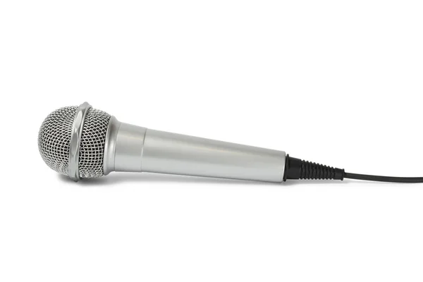 Silver microphone on white — Stock Photo, Image