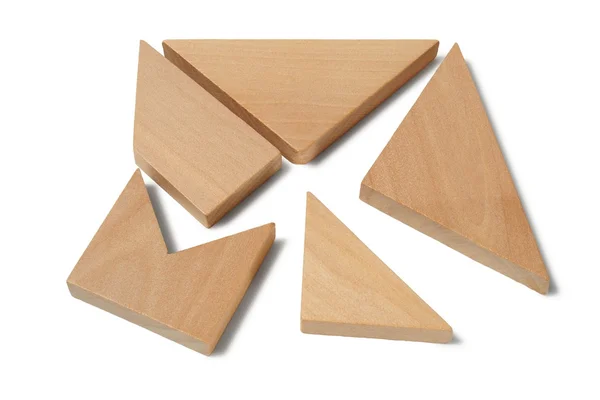 Wooden puzzle on white — Stock Photo, Image