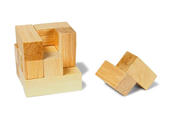 Rompecabezas de madera en blanco —  Fotos de Stock