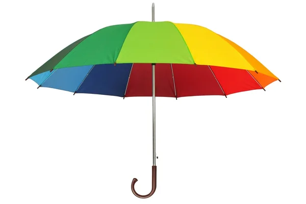 Ombrello arcobaleno su bianco — Foto Stock