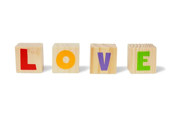 Wooden blocks with LOVE — Stock Photo, Image