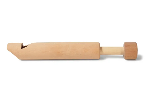 Dřevěná píšťalka na bílém — Stock fotografie