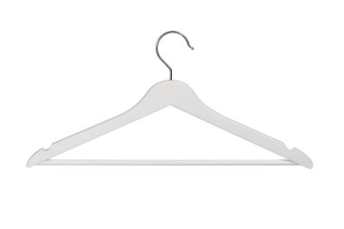 Old fashioned white coat hanger isolated on white background
