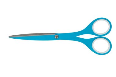 Kapalı mavi makas beyaz arkaplanda izole edildi